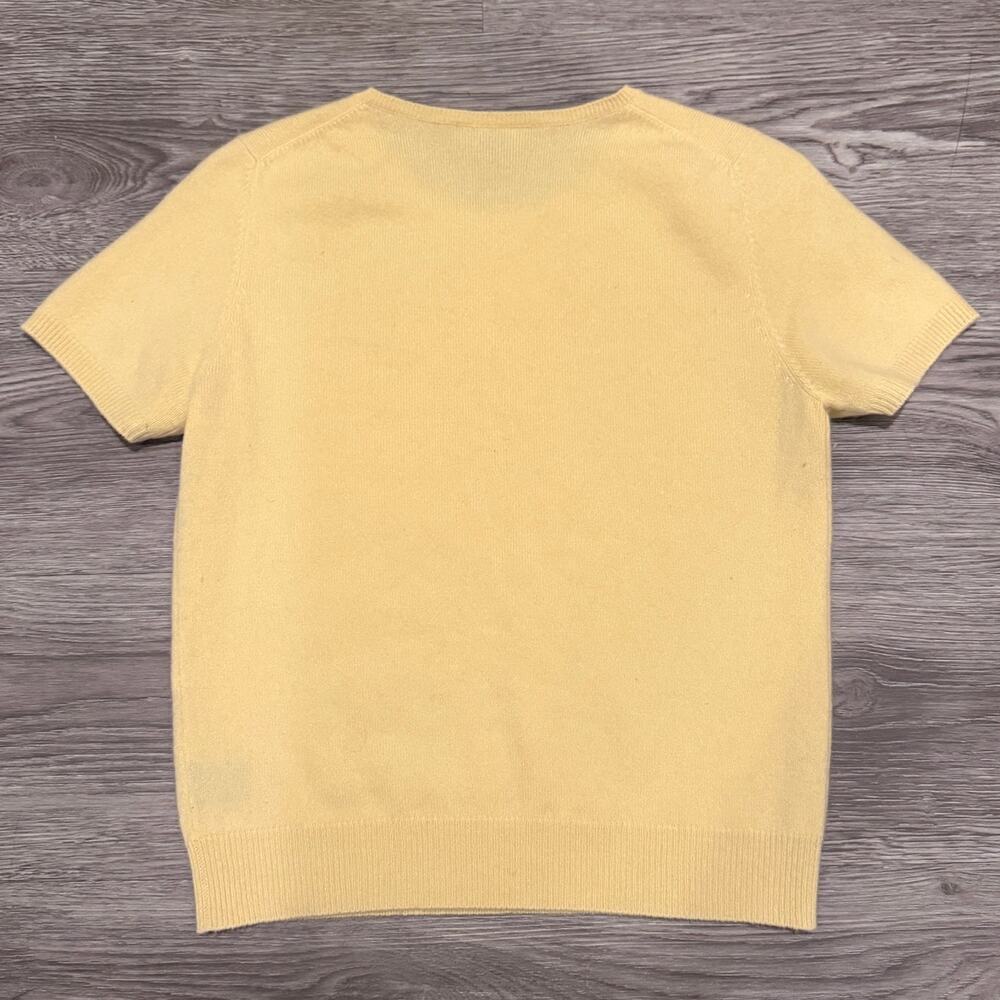 Lauren Ralph Lauren Cashmere Short Sleeve Top Small Butter Yellow Quiet Luxury - Picture 2 of 6